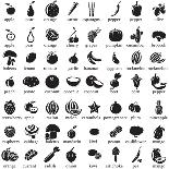 Set of Fruits and Vegetables Icons-strejman-Framed Art Print