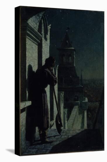 Strelets on the Moscow Kremlin Tower at Moonlit Night, 1890s-Nikolai Sergeyevich Matveyev-Stretched Canvas