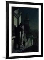 Strelets on the Moscow Kremlin Tower at Moonlit Night, 1890s-Nikolai Sergeyevich Matveyev-Framed Giclee Print