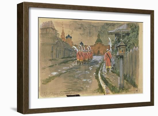 Strelets Patrol at the Ilyinsky Gates in Old Moscow, 1897-Andrei Petrovich Ryabushkin-Framed Giclee Print