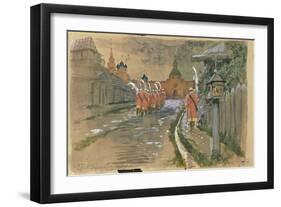 Strelets Patrol at the Ilyinsky Gates in Old Moscow, 1897-Andrei Petrovich Ryabushkin-Framed Giclee Print