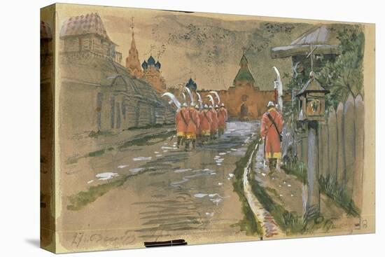 Strelets Patrol at the Ilyinsky Gates in Old Moscow, 1897-Andrei Petrovich Ryabushkin-Stretched Canvas