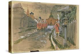 Strelets Patrol at the Ilyinsky Gates in Old Moscow, 1897-Andrei Petrovich Ryabushkin-Stretched Canvas
