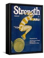 Strength: Girl Ice Skating over Barrels-W.n. Clyment-Framed Stretched Canvas