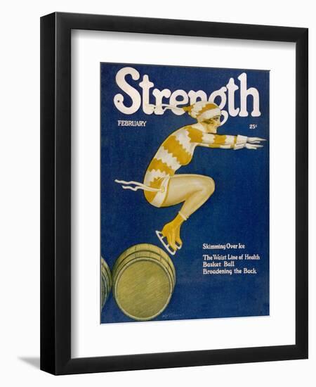 Strength: Girl Ice Skating over Barrels-W.n. Clyment-Framed Premium Photographic Print