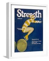 Strength: Girl Ice Skating over Barrels-W.n. Clyment-Framed Photographic Print