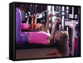 Strength Training Woman with Reflection-null-Framed Stretched Canvas
