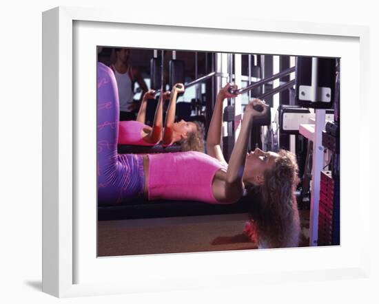 Strength Training Woman with Reflection-null-Framed Photographic Print