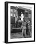 Stretcher Men Passing in a Case to Be Checked by Army Nurse-null-Framed Photographic Print