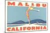 Stretching Girl, Malibu, California-null-Mounted Art Print