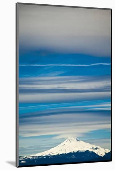 Striated Clouds Form Layers over Mount Jefferson in Central Oregon-Ben Herndon-Mounted Photographic Print