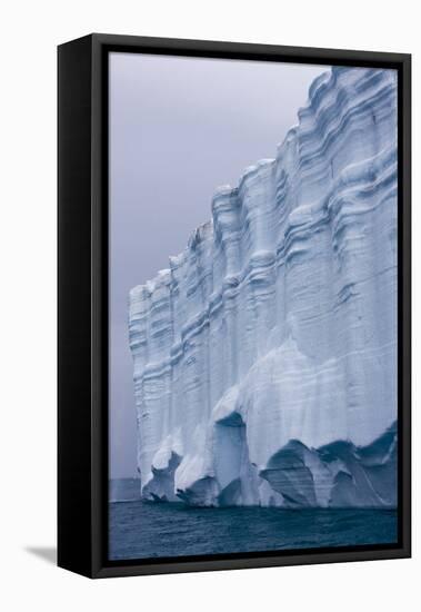 Striated Face of Brasvellbreen Glacier on Nordaustlandet-Paul Souders-Framed Stretched Canvas