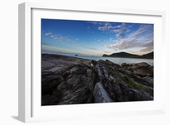 Striated Rocks at Camburi Beach at Sunrise-Alex Saberi-Framed Photographic Print