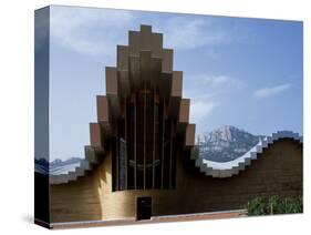 Striking Architecture of Ysios Winery Mirrors Limestone Mountains of Sierra De Cantabria Behind-John Warburton-lee-Stretched Canvas