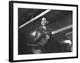 Striking Auto Worker Participating in Sit-In Inside Fisher Body Plant-William Vandivert-Framed Premium Photographic Print