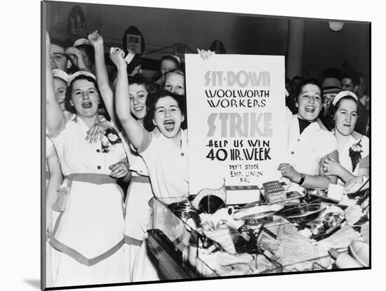 Striking Employees of NYC Woolworth's Demand a 40 Hour Work Week, 1937-null-Mounted Photo