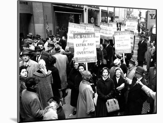 Striking Members of the International Lady Garment Workers Union (Ilgwu) Picket on 7th Ave.-null-Mounted Premium Photographic Print