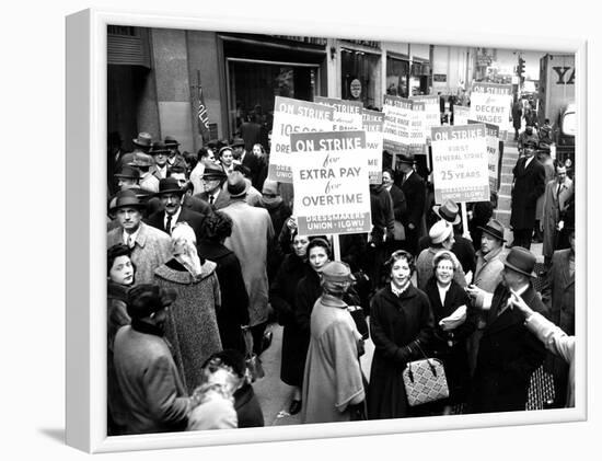 Striking Members of the International Lady Garment Workers Union (Ilgwu) Picket on 7th Ave.-null-Framed Photographic Print