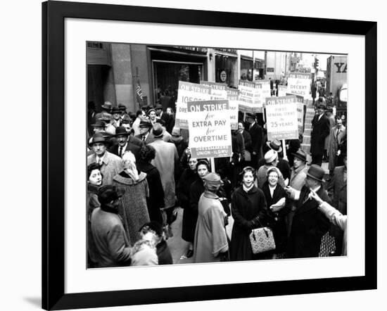 Striking Members of the International Lady Garment Workers Union (Ilgwu) Picket on 7th Ave.-null-Framed Photographic Print