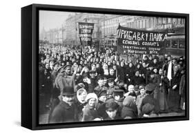 Striking Putilov Workers on the First Day of the February Revolution, St Petersburg, Russia, 1917-null-Framed Stretched Canvas