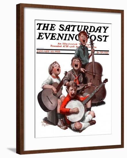 "String Quartet," Saturday Evening Post Cover, January 20, 1923-Alan Foster-Framed Giclee Print