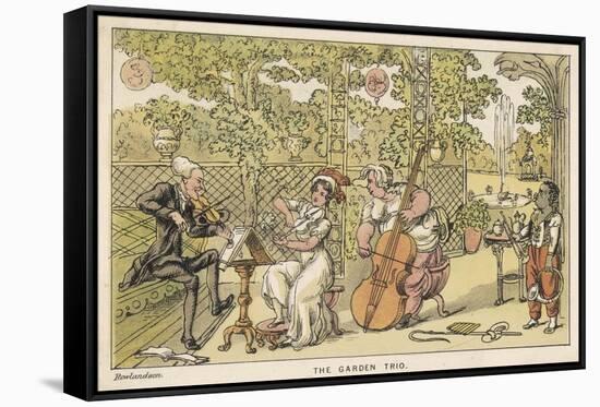 String Trio in the Garden with a Potential Brass Player Waiting for His Opportunity on the Right-Thomas Rowlandson-Framed Stretched Canvas