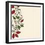 Striped Background Barberry with White Flower-Little_cuckoo-Framed Art Print