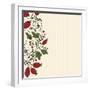 Striped Background Barberry with White Flower-Little_cuckoo-Framed Art Print