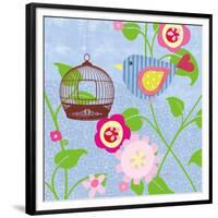 Striped Blue Bird-Sandra Smith-Framed Premium Giclee Print
