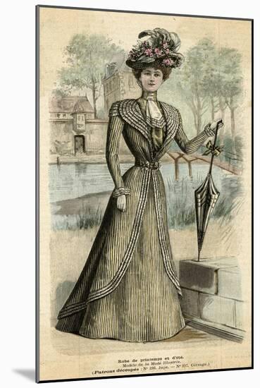 Striped Dress 1899-null-Mounted Art Print