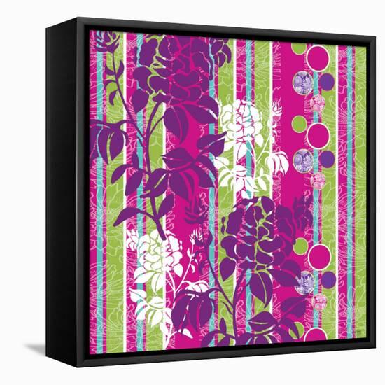 Striped Floral-Bee Sturgis-Framed Stretched Canvas