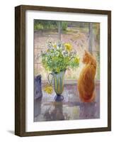 Striped Jug with Spring Flowers, 1992-Timothy Easton-Framed Giclee Print