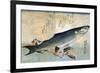 Striped Mullet, Japanese Wood-Cut Print-Lantern Press-Framed Art Print