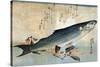 Striped Mullet, Japanese Wood-Cut Print-Lantern Press-Stretched Canvas