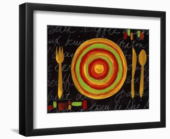 Striped Plate- Yellow-Susan Gillette-Framed Giclee Print