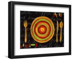 Striped Plate- Yellow-Susan Gillette-Framed Giclee Print