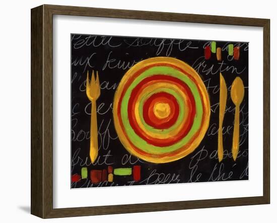 Striped Plate- Yellow-Susan Gillette-Framed Giclee Print