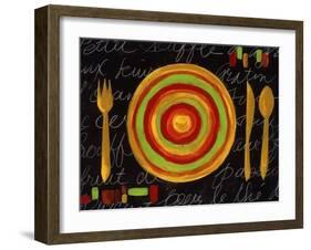 Striped Plate- Yellow-Susan Gillette-Framed Giclee Print