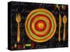 Striped Plate- Yellow-Susan Gillette-Stretched Canvas