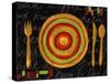 Striped Plate- Yellow-Susan Gillette-Stretched Canvas