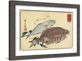 Striped Snapper and Horse Mackerel, Early 19th Century-Utagawa Hiroshige-Framed Giclee Print