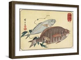 Striped Snapper and Horse Mackerel, Early 19th Century-Utagawa Hiroshige-Framed Giclee Print