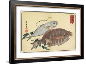 Striped Snapper and Horse Mackerel, Early 19th Century-Utagawa Hiroshige-Framed Giclee Print