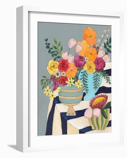 Striped Tablecloth I-Regina Moore-Framed Art Print