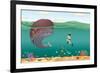 Striped Whale-Milovelen-Framed Premium Giclee Print