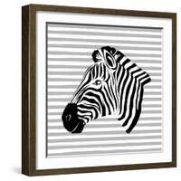 Striped Zebra-Martina Pavlova-Framed Art Print