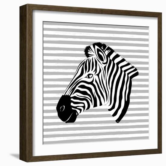 Striped Zebra-Martina Pavlova-Framed Art Print