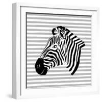 Striped Zebra-Martina Pavlova-Framed Art Print