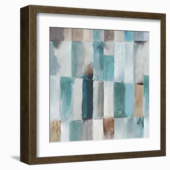 Stripes of Teal I-Tom Reeves-Framed Art Print