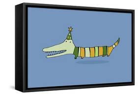 Stripy Crocodile-Carla Martell-Framed Stretched Canvas